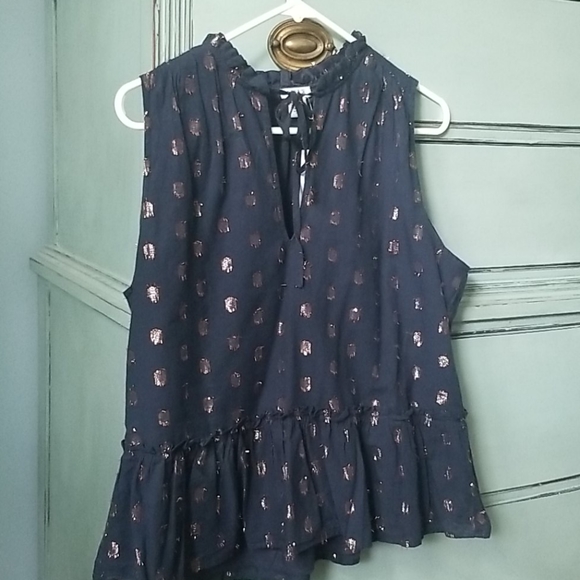 J. Crew ruffle neck top in shimmer dot - Picture 3 of 4